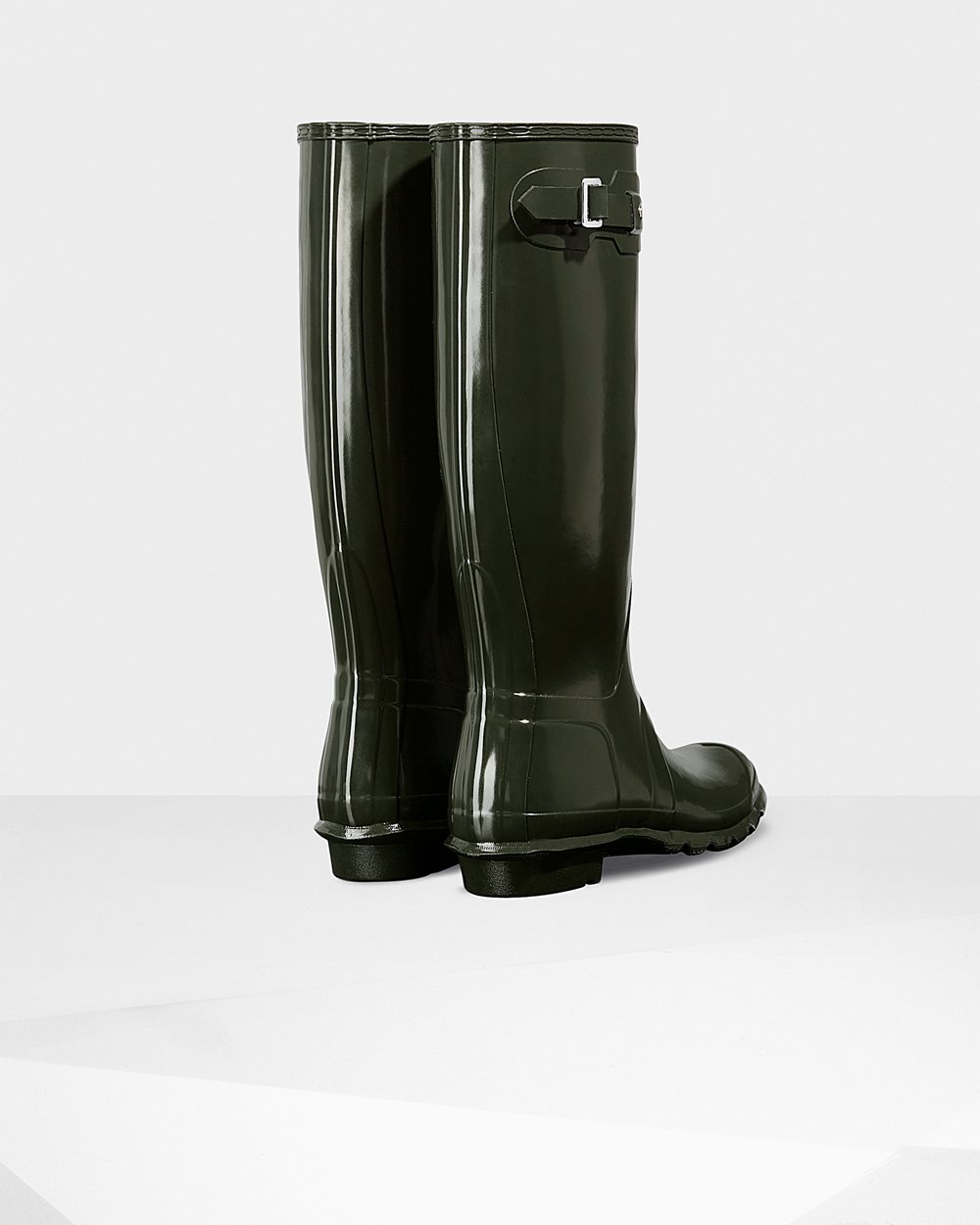 Hunter Original Gloss Tall Rain Boots - Shop Online Womens Dark Olive - RLQHIK736